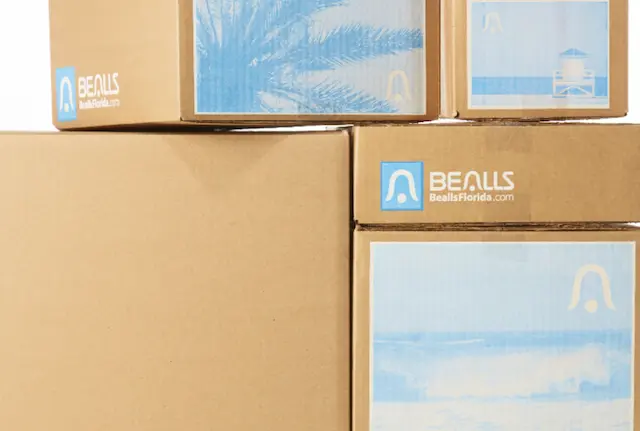 2-color printed shipping boxes for Bealls Florida