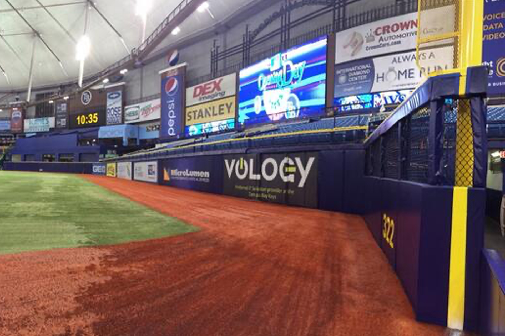 Logo appearing on the right outfield wall at Tropicana Field