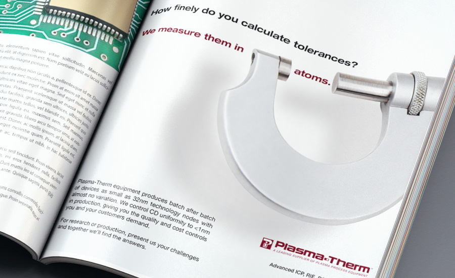 "Micrometer" ad, touting PlasmaTherm's precision semiconductor manufacturing capability