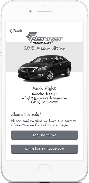 Wireframe: Driver confirmation