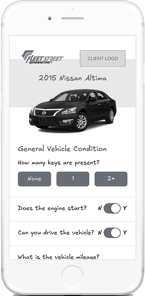 Wireframe: Vehicle evaluation form (part 1)