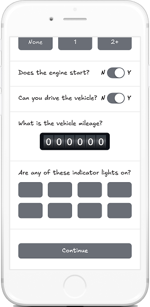 Wireframe: Vehicle evaluation form (part 2)