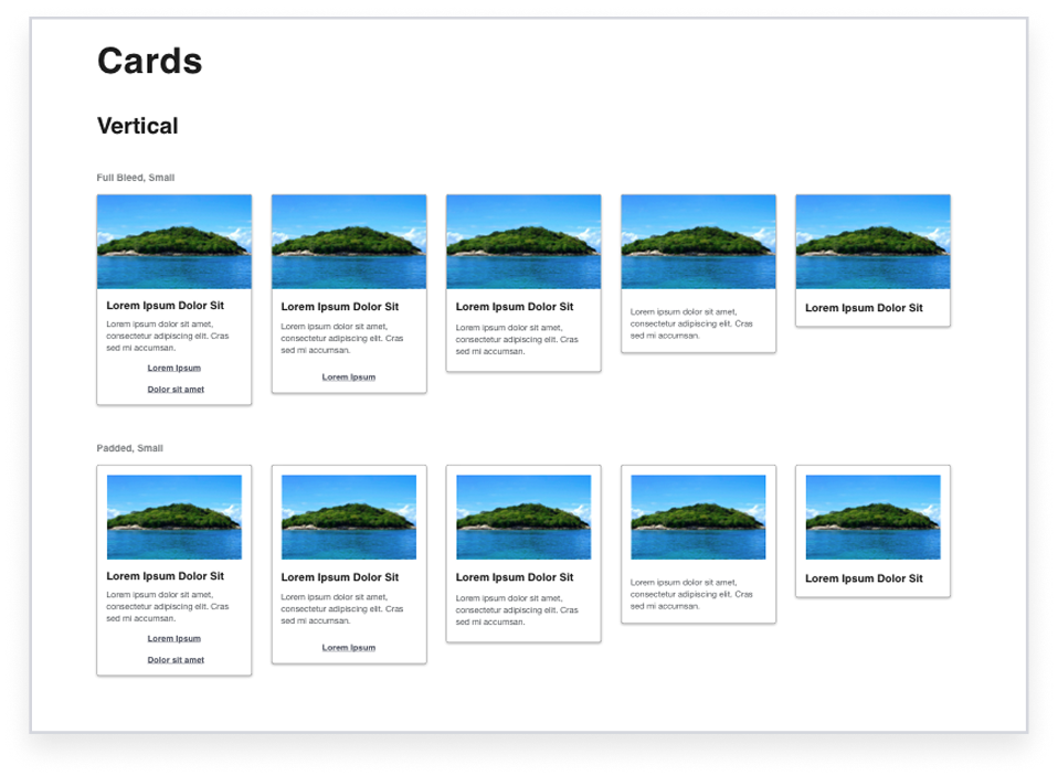 Card component with variants