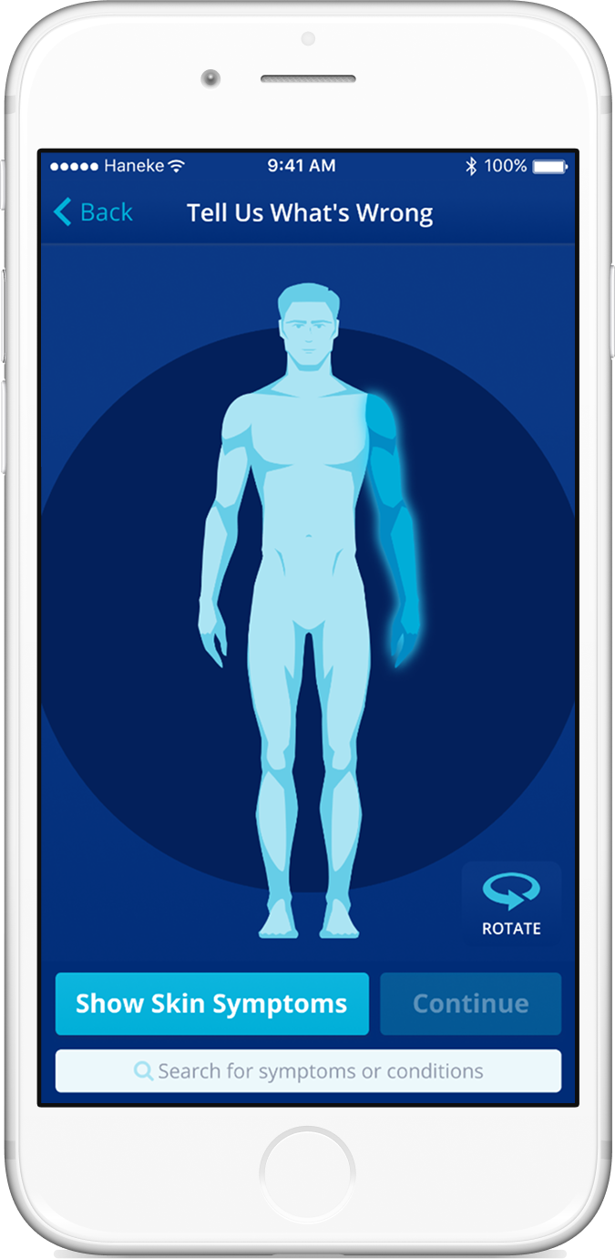 Body Diagram with left arm selected