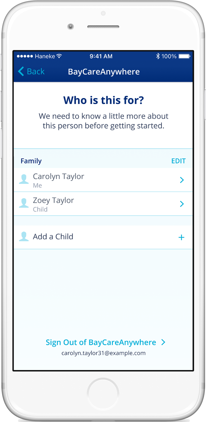 Profiles for each family member made setting up appointments faster and easier