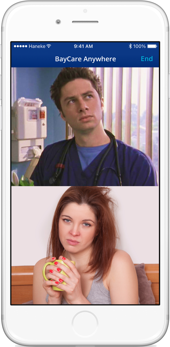 Telehealth sessions showed a split view of doctor and patient