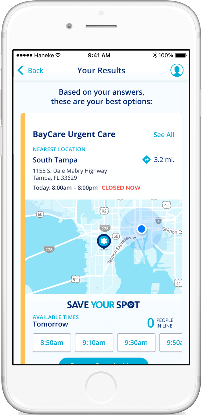 New recommendation cards for Urgent Care, with more detail