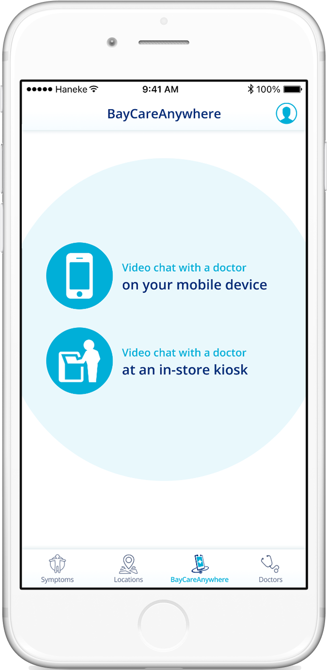 BayCare Anywhere (telehealth) selector