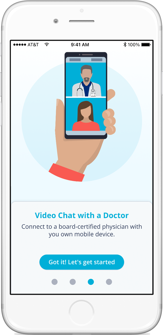 Animated device showing a telehealth visit